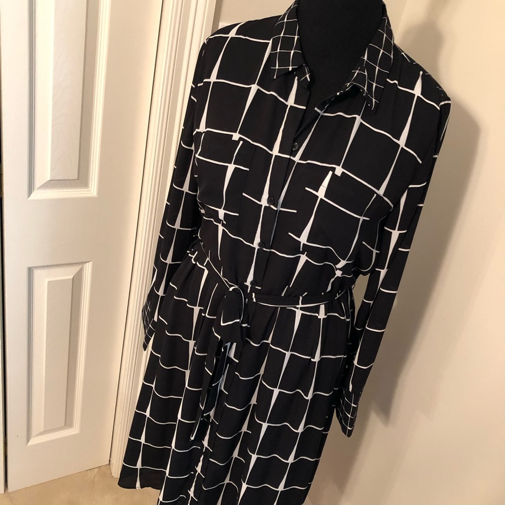 Black & White Midi Work Dress